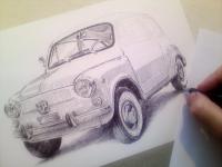 Fiat 600D - kresba