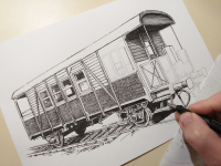 Železniční vagon - perokresba