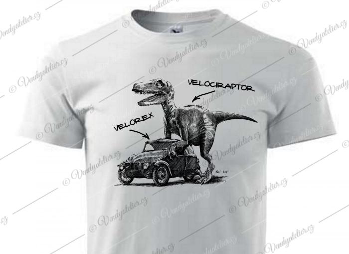 Velociraptor - bílé triko